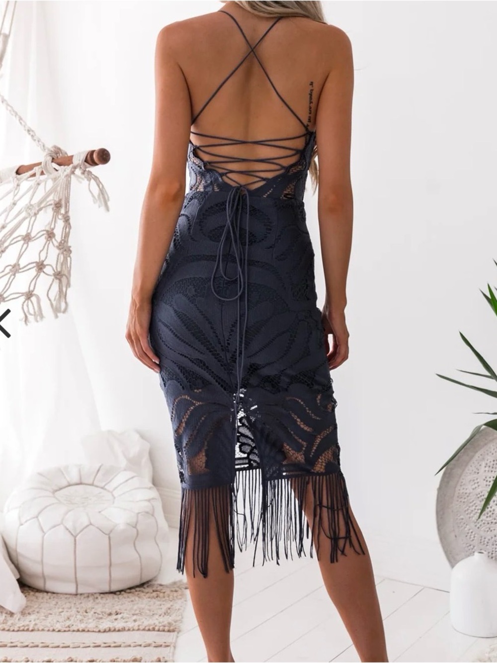 Two Sisters The Label Khaleesi Lace Midi Dress Steel Blue Size 8